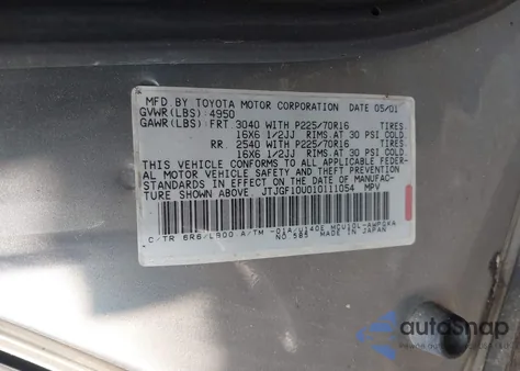 2001 Lexus Rx 300 300 из США, поврежденный, VIN JTJGF10U010111054